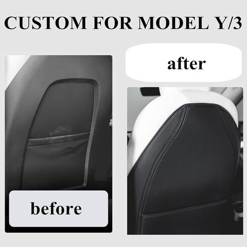 CICMOD Tesla Model Y/3 واقي ظهر المقعد، غطاء مقعد خلفي من الجلد المقاوم للماء لـ Tesla، مع جيب منظم - مجموعة من 2، أسود in Kuwait
