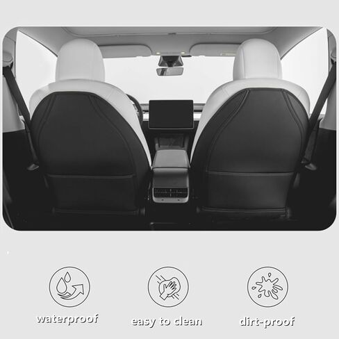 CICMOD Tesla Model Y/3 واقي ظهر المقعد، غطاء مقعد خلفي من الجلد المقاوم للماء لـ Tesla، مع جيب منظم - مجموعة من 2، أسود in Kuwait