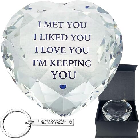 التقيت بك، لقد أحببتك، أنا أبقيك على شكل قلب كريستال ألماس 80 مم، ثقالة ورق ديكور، هدايا رومانسية لصديقتك وصديقها وزوجها، هدية حب لصديقتك في عيد الحب in Kuwait