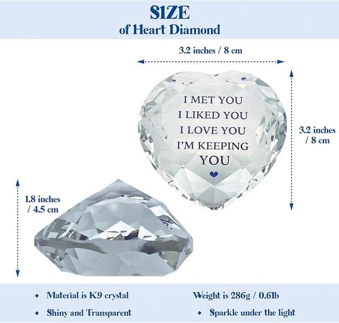 التقيت بك، لقد أحببتك، أنا أبقيك على شكل قلب كريستال ألماس 80 مم، ثقالة ورق ديكور، هدايا رومانسية لصديقتك وصديقها وزوجها، هدية حب لصديقتك في عيد الحب in Kuwait