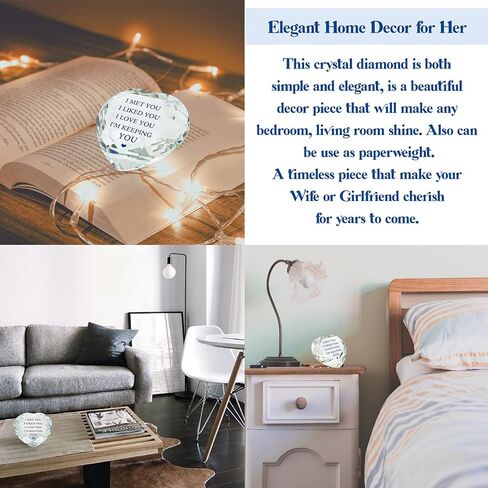 التقيت بك، لقد أحببتك، أنا أبقيك على شكل قلب كريستال ألماس 80 مم، ثقالة ورق ديكور، هدايا رومانسية لصديقتك وصديقها وزوجها، هدية حب لصديقتك في عيد الحب in Kuwait
