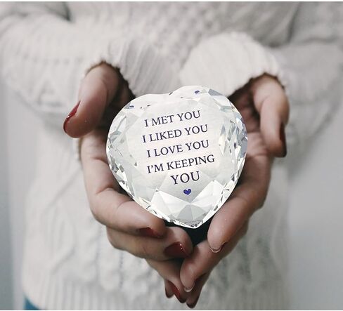 التقيت بك، لقد أحببتك، أنا أبقيك على شكل قلب كريستال ألماس 80 مم، ثقالة ورق ديكور، هدايا رومانسية لصديقتك وصديقها وزوجها، هدية حب لصديقتك في عيد الحب in Kuwait