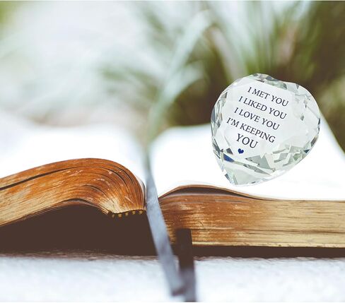 التقيت بك، لقد أحببتك، أنا أبقيك على شكل قلب كريستال ألماس 80 مم، ثقالة ورق ديكور، هدايا رومانسية لصديقتك وصديقها وزوجها، هدية حب لصديقتك في عيد الحب in Kuwait