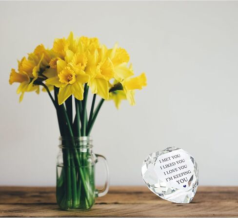 التقيت بك، لقد أحببتك، أنا أبقيك على شكل قلب كريستال ألماس 80 مم، ثقالة ورق ديكور، هدايا رومانسية لصديقتك وصديقها وزوجها، هدية حب لصديقتك في عيد الحب in Kuwait