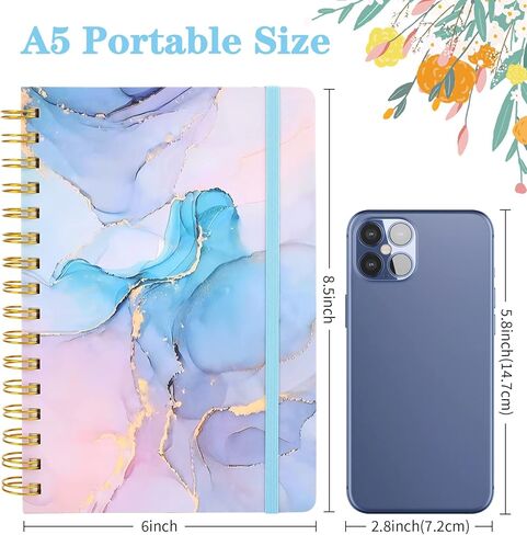 4 عبوات من دفاتر الملاحظات الحلزونية ذات الغلاف الصلب B5، مجلة دفتر ملاحظات مسطرة بالكلية، 7.5 بوصة × 10.2 بوصة، 640 صفحة يوميات للنساء والرجال، دفاتر ملاحظات جمالية للعمل والمدرسة (رخام B5) in Kuwait