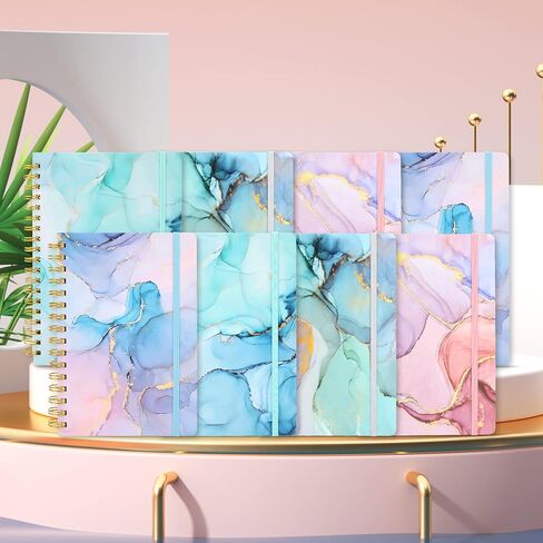 4 عبوات من دفاتر الملاحظات الحلزونية ذات الغلاف الصلب B5، مجلة دفتر ملاحظات مسطرة بالكلية، 7.5 بوصة × 10.2 بوصة، 640 صفحة يوميات للنساء والرجال، دفاتر ملاحظات جمالية للعمل والمدرسة (رخام B5) in Kuwait