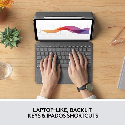 Logitech Folio Touch iPad Keyboard Case with Trackpad and Smart Connector for iPad Air (4th Gen) – Graphite in Saudi Arabia