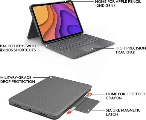Logitech Folio Touch iPad Keyboard Case with Trackpad and Smart Connector for iPad Air (4th Gen) – Graphite in Saudi Arabia