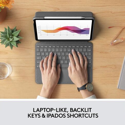 حافظة لوحة المفاتيح Logitech Folio Touch ذات الإضاءة الخلفية لجهاز iPad Air 10.9 الجيل الرابع والخامس in Saudi Arabia