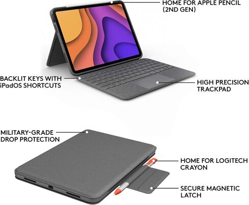 حافظة لوحة المفاتيح Logitech Folio Touch ذات الإضاءة الخلفية لجهاز iPad Air 10.9 الجيل الرابع والخامس in Saudi Arabia