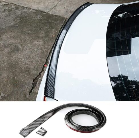 Car Trunk Spoiler Roof Lip Kit,Universal 59 inches Black Pattern Rear Wing Decorative Strip, Spoiler Free-Punching Rubber Lip Sticker, Suitable for Tailgate, Roof, Bumper Scratch Protection (Black) in Saudi Arabia