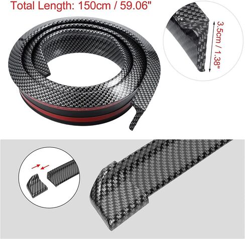 Car Trunk Spoiler Roof Lip Kit,Universal 59 inches Black Pattern Rear Wing Decorative Strip, Spoiler Free-Punching Rubber Lip Sticker, Suitable for Tailgate, Roof, Bumper Scratch Protection (Black) in Saudi Arabia