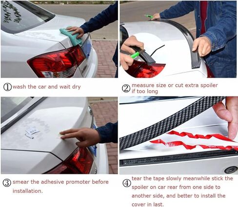 Car Trunk Spoiler Roof Lip Kit,Universal 59 inches Black Pattern Rear Wing Decorative Strip, Spoiler Free-Punching Rubber Lip Sticker, Suitable for Tailgate, Roof, Bumper Scratch Protection (Black) in Saudi Arabia
