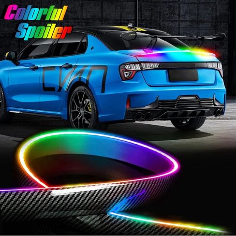 Car Trunk Spoiler Roof Lip Kit,Universal 59 inches Black Pattern Rear Wing Decorative Strip, Spoiler Free-Punching Rubber Lip Sticker, Suitable for Tailgate, Roof, Bumper Scratch Protection (Black) in Saudi Arabia