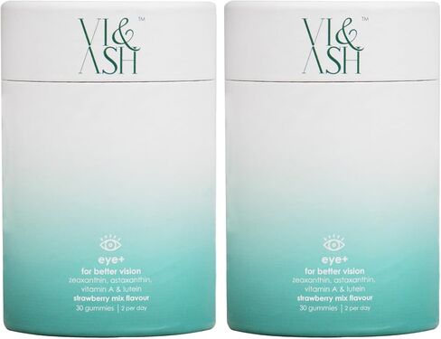 Vi & Ash Eye+ Supplement Gummies | Nourish, Protect, Illuminate Your Vision Support & Eye Health, Dry Eyes, Eye Strain | Zeaxanthin, Astaxanthin, Lutein, Vitamins A | Strawberry Flavor - 60 Gummies in Saudi Arabia