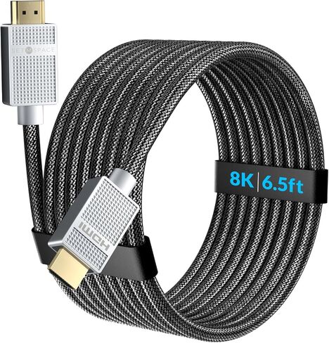 كابل HDMI [كابل HDMI HDMI 2.1 فائق السرعة 8K@60 هرتز | 4K @ 120 هرتز، سلك HDMI قصير مضفر متين بطول 3.2 قدم لشاشة الألعاب - قدرة عرض النطاق الترددي 48 جيجابت في الثانية in Saudi Arabia