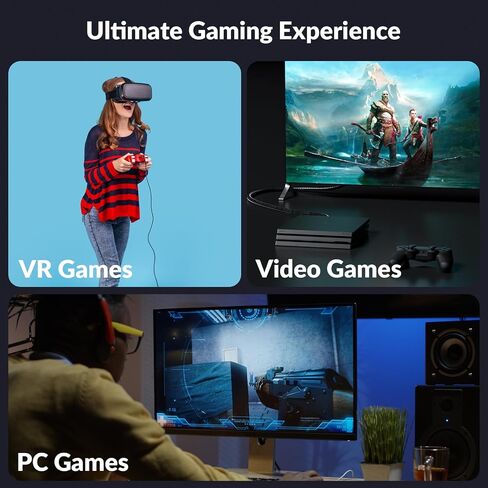 كابل HDMI [كابل HDMI HDMI 2.1 فائق السرعة 8K@60 هرتز | 4K @ 120 هرتز، سلك HDMI قصير مضفر متين بطول 3.2 قدم لشاشة الألعاب - قدرة عرض النطاق الترددي 48 جيجابت في الثانية in Saudi Arabia