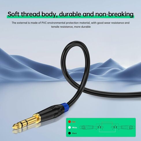 6.6 قدم (2 حزمة) 1/8 إلى 1/4 كابل ستيريو 6.35 ملم TRS إلى 6.35 ملم كابل صوت، كمبيوتر محمول، أجهزة المسرح المنزلي، مكبر الصوت ومكبرات الصوت in Kuwait