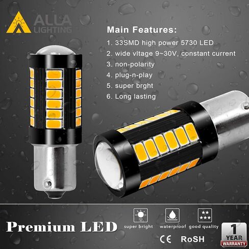 مصابيح Alla Lighting 2800lm BA15S 1156 LED، خلفية بيضاء احتياطية / إشارة / فرامل / ذيل / أضواء DRL 7506 P21W 1141 3497 1003 1073 199 2396 93 97 6000K زينون فائق السطوع 12 فولت 5730 33-SMD ترقية in Saudi Arabia