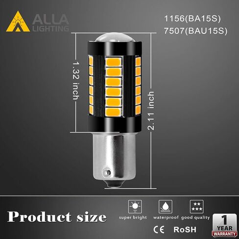 مصابيح Alla Lighting 2800lm BA15S 1156 LED، خلفية بيضاء احتياطية / إشارة / فرامل / ذيل / أضواء DRL 7506 P21W 1141 3497 1003 1073 199 2396 93 97 6000K زينون فائق السطوع 12 فولت 5730 33-SMD ترقية in Saudi Arabia