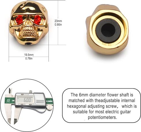 4 قطعة مقابض التحكم برأس الجمجمة المعدنية للجيتار الكهربائي أواني الجيتار لهجة التحكم في مستوى الصوت المقابض/أزرار الذهب in Kuwait