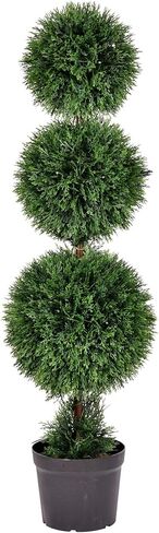 Vickerman Everyday 4' Artificial Potted Cedar Triple Ball Boxwood Topiary - Lifelike Home Or Office Decor - Premium Faux Potted Tree - Maintenance Free Plant in Saudi Arabia