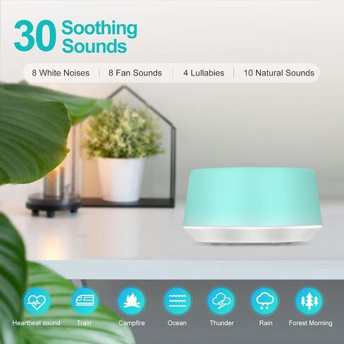 Nytpal White Noise Sleep Sound Machine for Baby/Adults, 7 Colors Night Light 30 Soothing Sounds, Adjustable Volume Levels or Brightness, 5 Memory Function Timers, Portable Rechargeable in Saudi Arabia