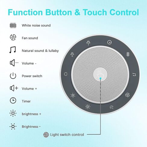 Nytpal White Noise Sleep Sound Machine for Baby/Adults, 7 Colors Night Light 30 Soothing Sounds, Adjustable Volume Levels or Brightness, 5 Memory Function Timers, Portable Rechargeable in Saudi Arabia