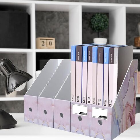6 عبوات من حوامل المجلات، حامل ملفات مجلات من الرخام الوردي الفاخر للمكتب، منظم مجلد ملفات من الورق المقوى قابل للطي كحامل مجلد صناديق الكتب للمكتب أو المدرسة in Saudi Arabia