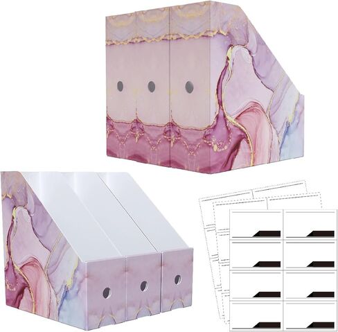 6 عبوات من حوامل المجلات، حامل ملفات مجلات من الرخام الوردي الفاخر للمكتب، منظم مجلد ملفات من الورق المقوى قابل للطي كحامل مجلد صناديق الكتب للمكتب أو المدرسة in Kuwait