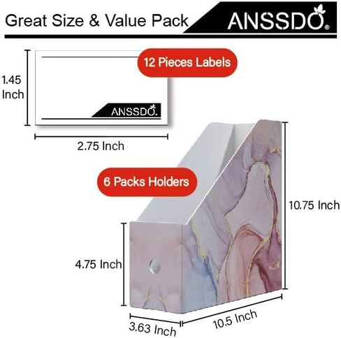 6 عبوات من حوامل المجلات، حامل ملفات مجلات من الرخام الوردي الفاخر للمكتب، منظم مجلد ملفات من الورق المقوى قابل للطي كحامل مجلد صناديق الكتب للمكتب أو المدرسة in Kuwait