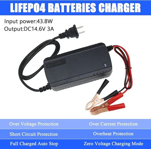 14.6V 3A LiFePO4 Battery Charger for 12V Lithium Iron Phosphate Battery, Smart Charger for Lithium LiFePO4 Deep Cycle Rechargeable Batteries in Saudi Arabia