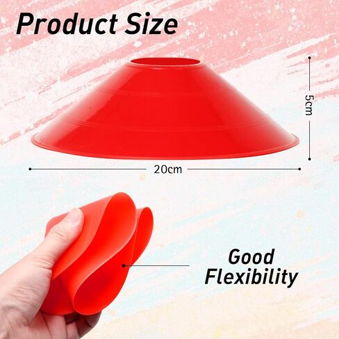 مجموعة مخاريط كرة القدم، مخاريط قرصية لتدريب خفة الحركة، علامة ميدانية لكرة القدم، كرة السلة، الرياضات الخارجية، علامات مخروطية، أحمر، برتقالي، أصفر، أخضر، أزرق، ألوان متنوعة - 10 قطع in Kuwait