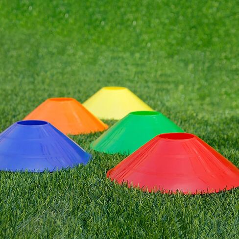 مجموعة مخاريط كرة القدم، مخاريط قرصية لتدريب خفة الحركة، علامة ميدانية لكرة القدم، كرة السلة، الرياضات الخارجية، علامات مخروطية، أحمر، برتقالي، أصفر، أخضر، أزرق، ألوان متنوعة - 10 قطع in Kuwait