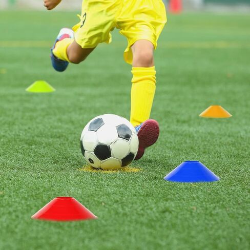 مجموعة مخاريط كرة القدم، مخاريط قرصية لتدريب خفة الحركة، علامة ميدانية لكرة القدم، كرة السلة، الرياضات الخارجية، علامات مخروطية، أحمر، برتقالي، أصفر، أخضر، أزرق، ألوان متنوعة - 10 قطع in Kuwait