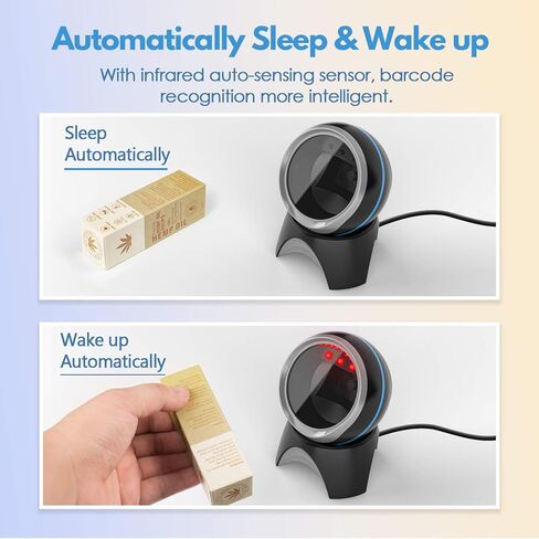 NADAMOO 1D 2D QR ماسح الباركود لسطح المكتب، قارئ باركود سلكي USB متعدد الاتجاهات، التقاط باركود QR، استشعار تلقائي للصور لمتجر البيع بالتجزئة في مكتبة السوبر ماركت in Kuwait