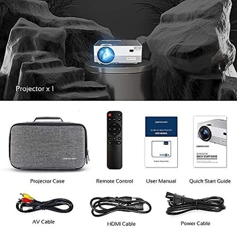 جهاز عرض بلوتوث واي فاي 5G، DBPOWER 12000L FHD 1080P دعم 4K، مرآة شاشة عرض فيلم خارجي، جهاز عرض فيديو صغير محمول مع تكبير/مؤقت للهواتف الذكية/عصا التلفزيون/الكمبيوتر المحمول/DVD/PS5 in Kuwait