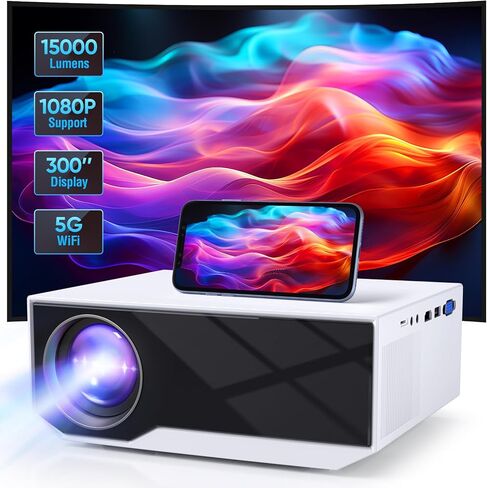 Projector with Wifi and Bluetooth, Native 1080P 15000 Lumen Home Video Projector with Wifi and Bluetooth Compatible with Iphone Android Phone Smartphone/TV Stick/PS5/PC/Laptop in Saudi Arabia