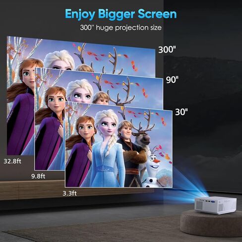 جهاز عرض مزود بواي فاي وبلوتوث، جهاز عرض فيديو منزلي أصلي 1080 بكسل 15000 لومن مع واي فاي وبلوتوث متوافق مع هاتف Iphone Android والهاتف الذكي/عصا التلفزيون/PS5/الكمبيوتر الشخصي/الكمبيوتر المحمول in Kuwait