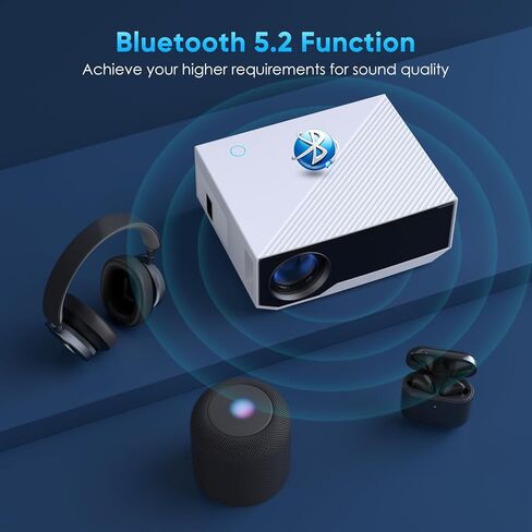 جهاز عرض مزود بواي فاي وبلوتوث، جهاز عرض فيديو منزلي أصلي 1080 بكسل 15000 لومن مع واي فاي وبلوتوث متوافق مع هاتف Iphone Android والهاتف الذكي/عصا التلفزيون/PS5/الكمبيوتر الشخصي/الكمبيوتر المحمول in Kuwait