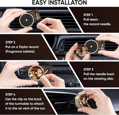 Car Freshener Air, Car Air Freshener Cover record Player Ventilation Clip, Music Gifts, 1pcs Car Vent Clip Air Diffuser With 10 PCS Refill Pads Air Freshener for Singer Best Fans Gift in Saudi Arabia