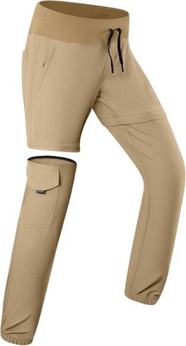 BALEAF Women's Convertible Pants, Quick Dry Hiking Joggers, Water Resistant Jogger Pants with Zipper Pockets, Lightweight High Waistd Cargo Joggers Travel Camping Work Pants Tannin M in Saudi Arabia