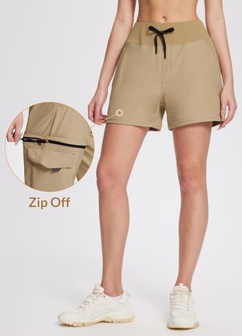 BALEAF Women's Convertible Pants, Quick Dry Hiking Joggers, Water Resistant Jogger Pants with Zipper Pockets, Lightweight High Waistd Cargo Joggers Travel Camping Work Pants Tannin M in Saudi Arabia