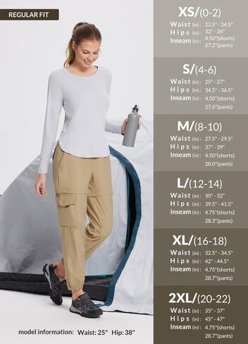BALEAF Women's Convertible Pants, Quick Dry Hiking Joggers, Water Resistant Jogger Pants with Zipper Pockets, Lightweight High Waistd Cargo Joggers Travel Camping Work Pants Tannin M in Saudi Arabia