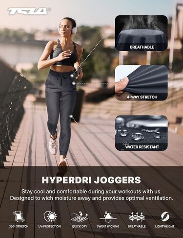 بنطال TSLA للسيدات للمشي لمسافات طويلة في الهواء الطلق، خفيف الوزن وسريع الجفاف، بنطال رياضي للجري مع جيوب in Kuwait