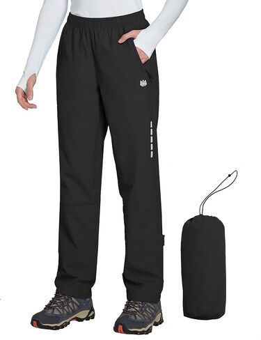 FitsT4 Womens Waterproof Rain Pants Breathable Lightweight Mesh Lined with Zipper Pockets for Outdoor Hiking Cycling in Saudi Arabia