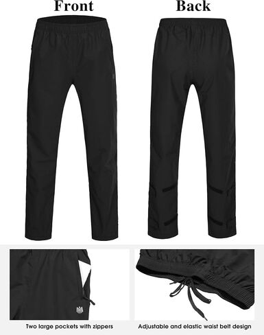 FitsT4 Womens Waterproof Rain Pants Breathable Lightweight Mesh Lined with Zipper Pockets for Outdoor Hiking Cycling in Saudi Arabia