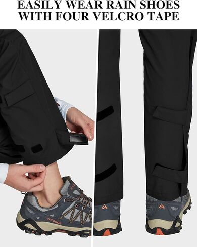 FitsT4 Womens Waterproof Rain Pants Breathable Lightweight Mesh Lined with Zipper Pockets for Outdoor Hiking Cycling in Saudi Arabia
