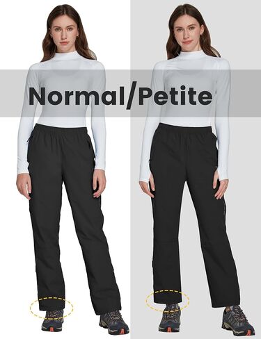 FitsT4 Womens Waterproof Rain Pants Breathable Lightweight Mesh Lined with Zipper Pockets for Outdoor Hiking Cycling in Saudi Arabia