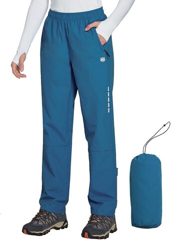 FitsT4 Womens Waterproof Rain Pants Breathable Lightweight Mesh Lined with Zipper Pockets for Outdoor Hiking Cycling in Saudi Arabia